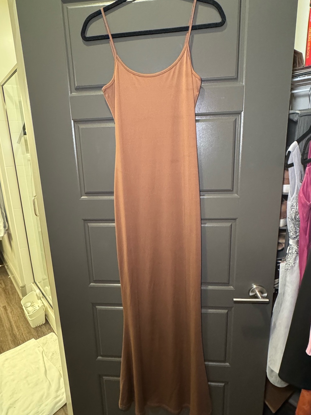 Women's Spaghetti Strap Maxi Dress in Brown